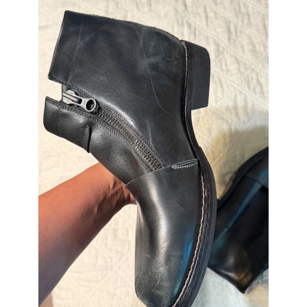 Timberland Colrain Mens Black Leather Side Zip Ankle Boots Made in Italy 12M